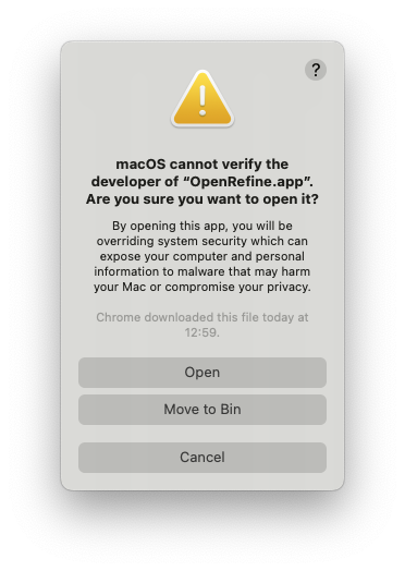 A screenshot of the notification containing an &#39;Open&#39; button.